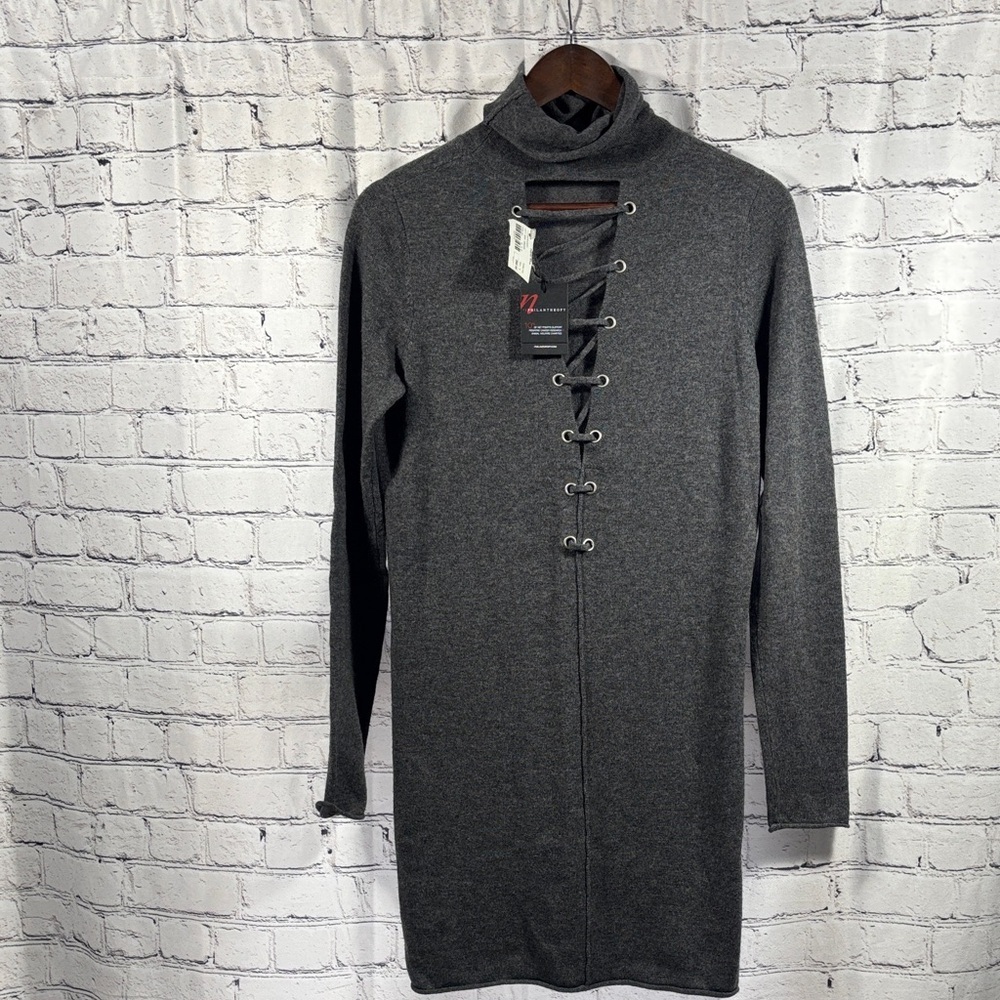 Stylish Gray Turtleneck Dress NWT - Picture 1 of 10